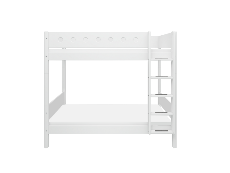 Flexa. White high bunk bed with straight ladder - 210cm - White