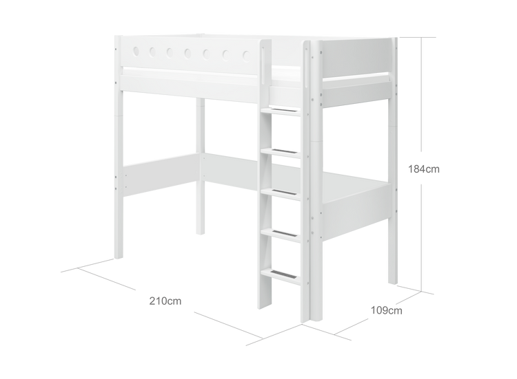 Flexa. Κρεβάτι ψηλό White με κάθετη σκάλα - 210εκ - Λευκό/ λευκό