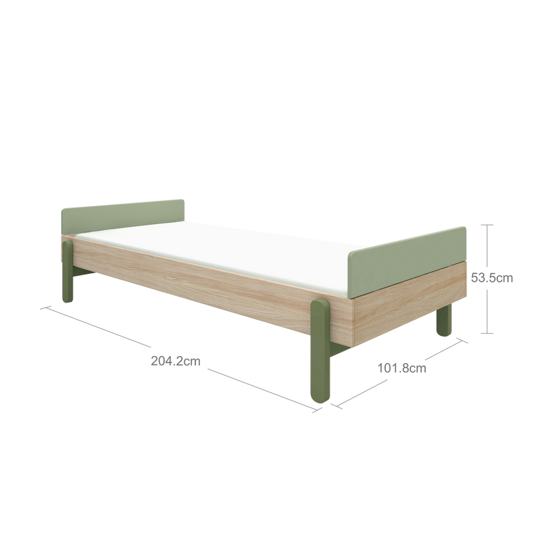 Flexa. Κρεβάτι με χαμηλά κεφαλάρια Popsicle - Δρυς /αποχρώσεις πράσινου