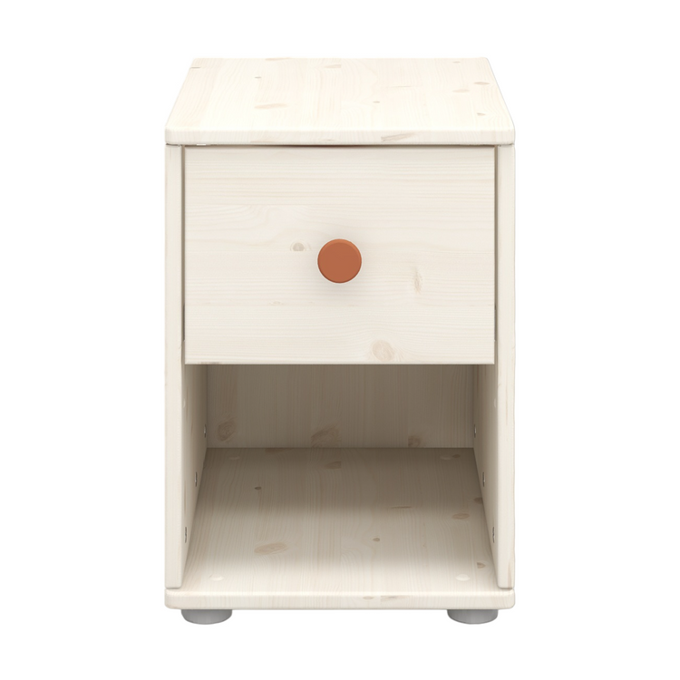 Flexa. Classic chest with 1 drawer with blush knobs - White washed