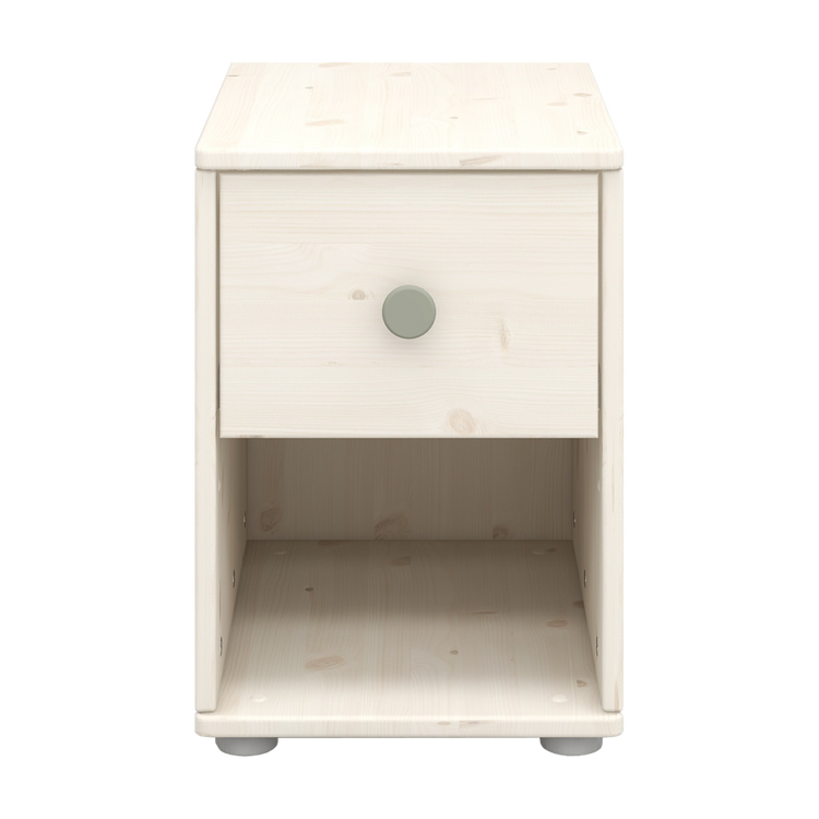 Flexa. Classic chest with 1 drawer with natural green knobs - White washed