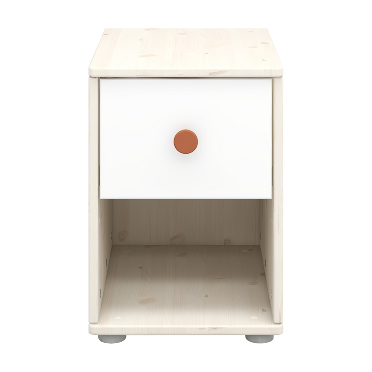 Flexa. Classic chest with 1 drawer with blush knobs - White washed