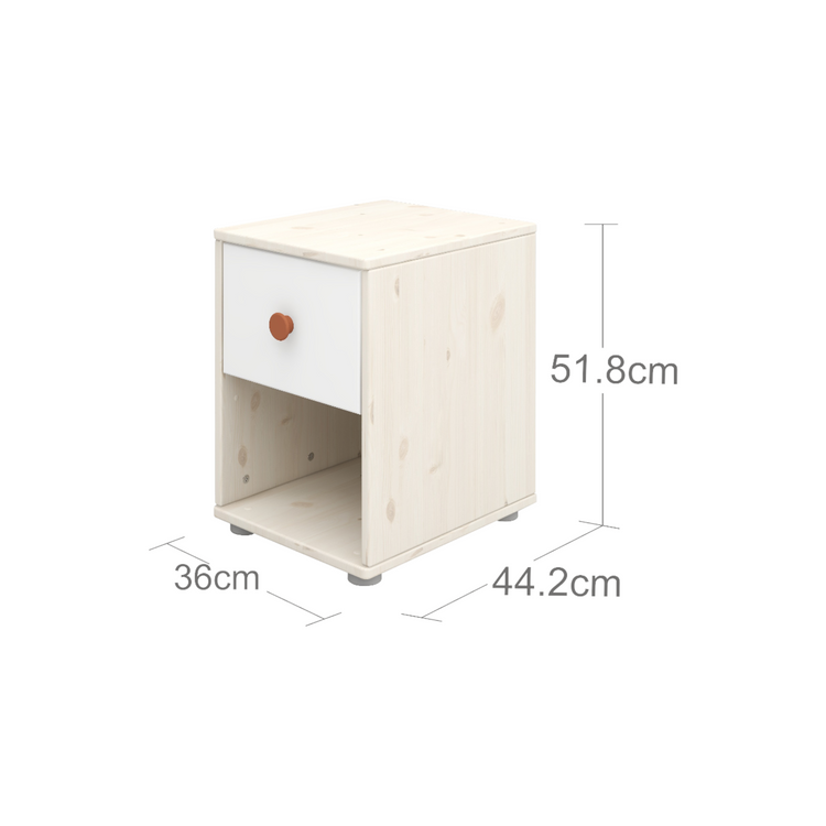 Flexa. Classic chest with 1 drawer with blush knobs - White washed