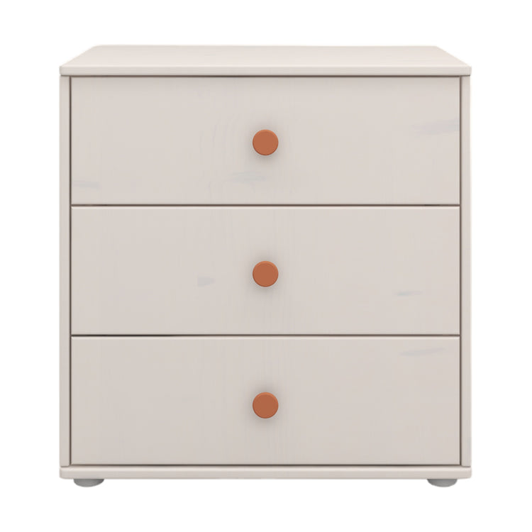 Flexa. Classic chest with 3 drawers and blush knobs  - Grey washed