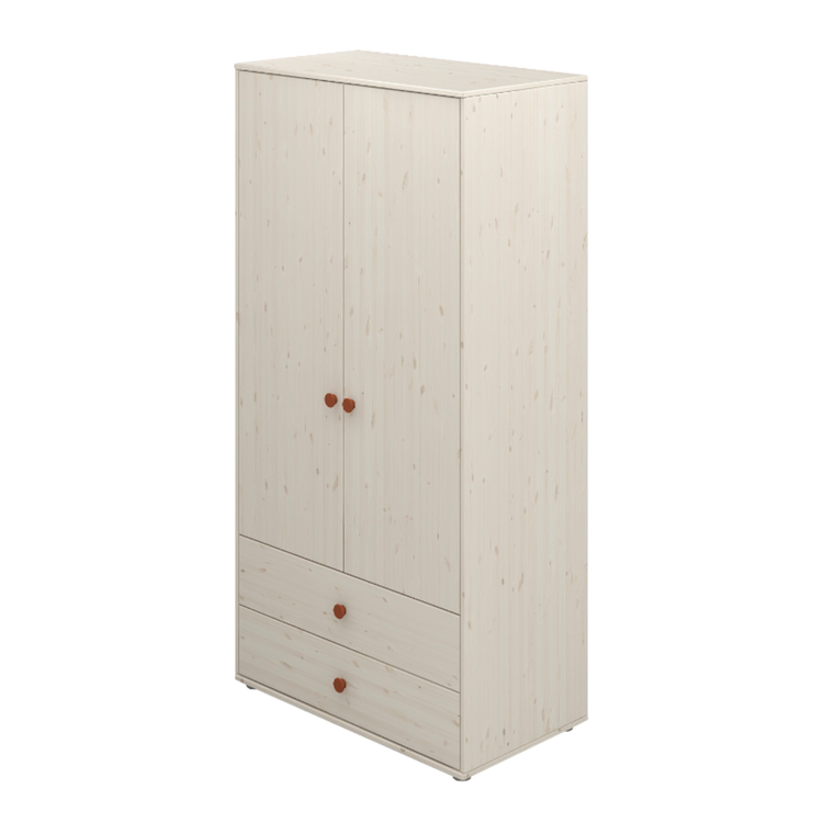 Flexa. Classic wardrobe with extra high and blush knobs - White washed