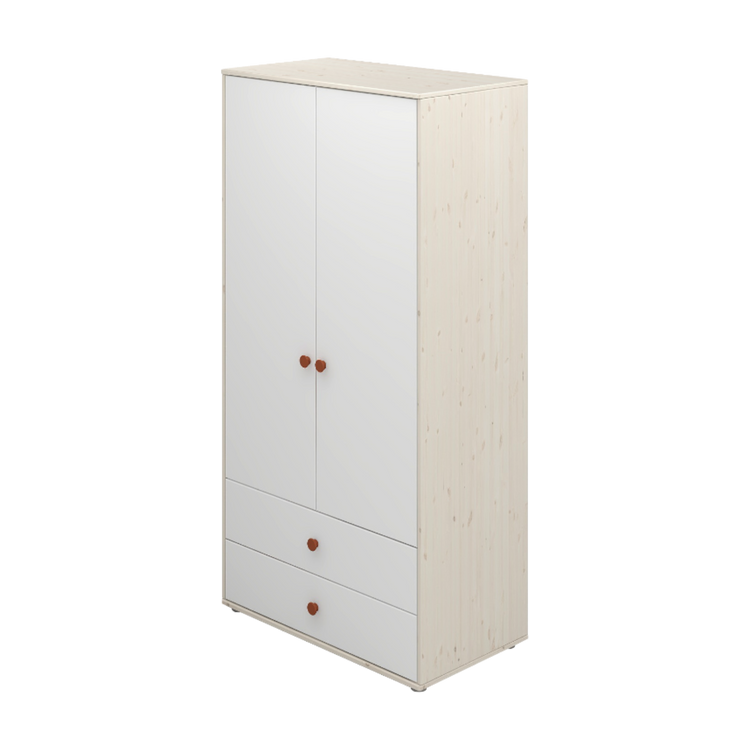 Flexa. Classic wardrobe with extra high and blush knobs - White washed