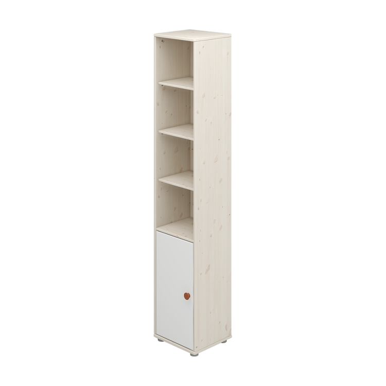 Flexa. Στενή ψηλή βιβλιοθήκη Classic, blush πόμολο - Λευκό ντεκαπέ/ λευκό/ blush