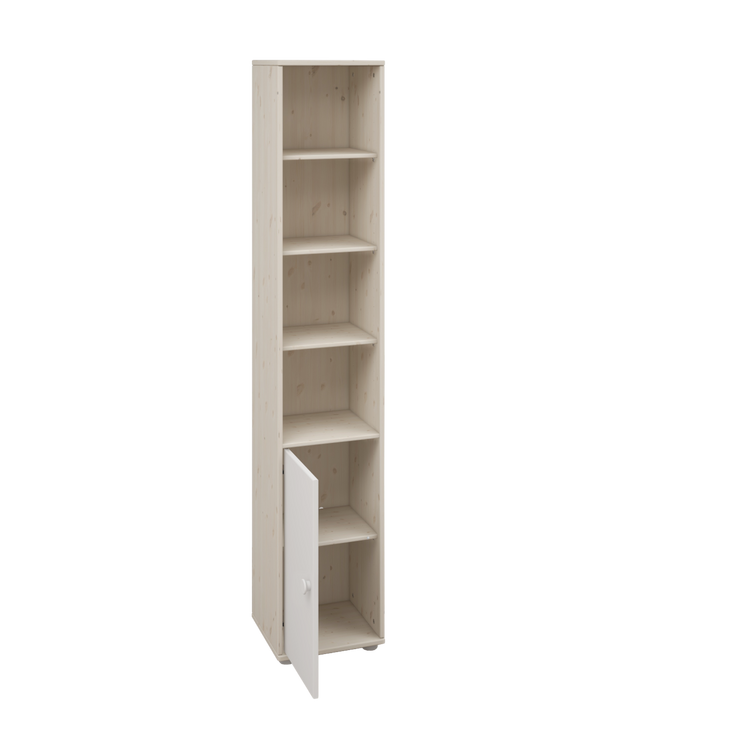 Flexa. Στενή ψηλή βιβλιοθήκη Classic, λευκό πόμολο - Λευκό ντεκαπέ/ λευκό/ λευκό