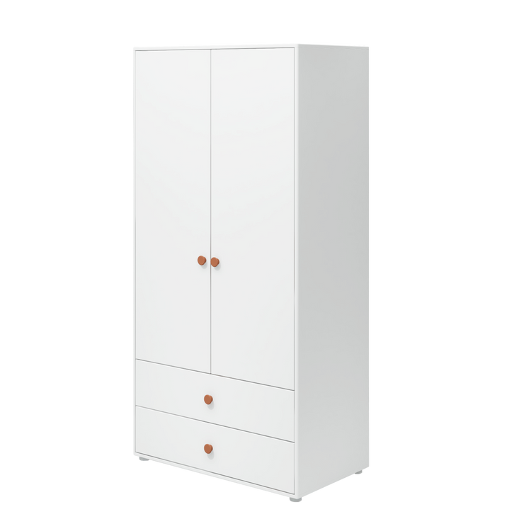 Flexa. Roomie wardrobe with extra high and blush knobs - White