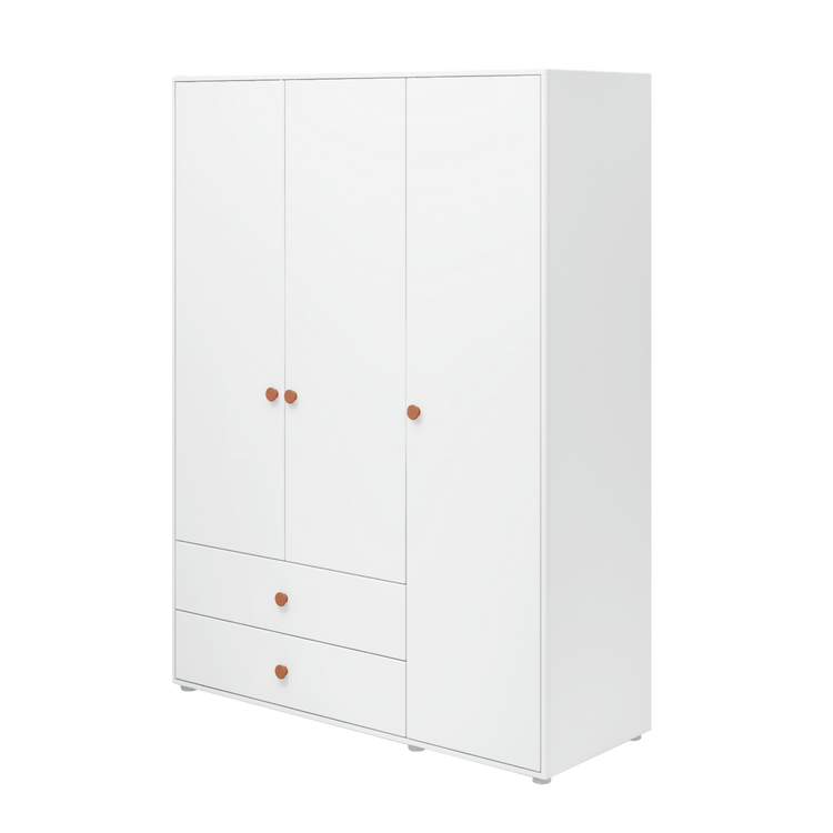 Flexa. Roomie wardrobe with extra high and blush knobs - White