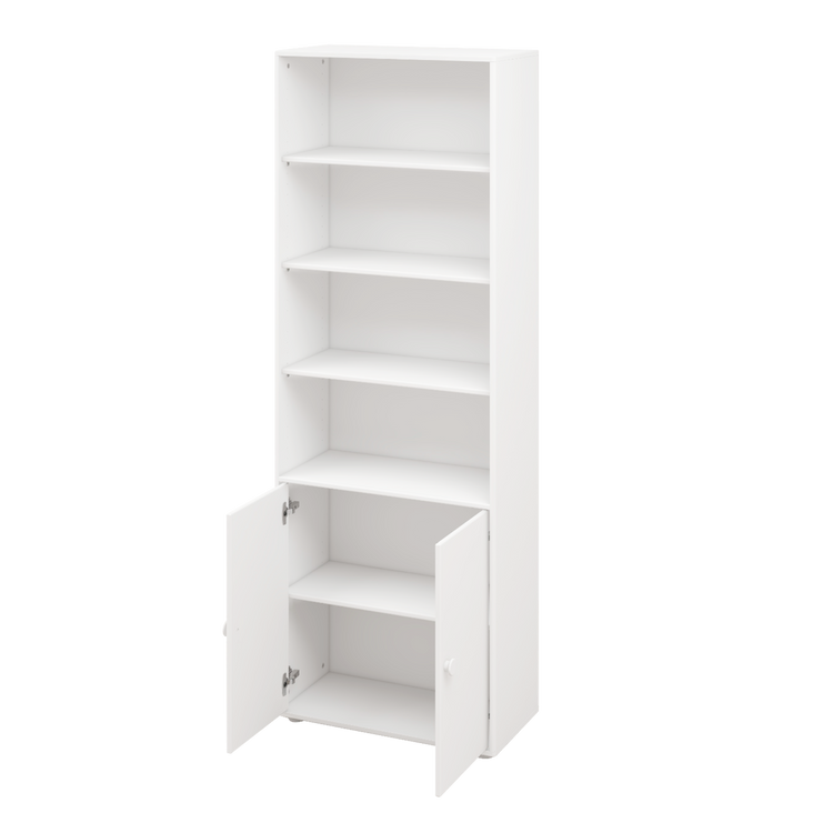Flexa. Βιβλιοθήκη με δυο πόρτες maxi Roomie, πόμολα λευκά - Λευκό/ λευκό