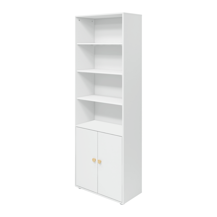 Flexa. Βιβλιοθήκη με δυο πόρτες maxi Roomie, πόμολα φυσικό - Λευκό/ φυσικό