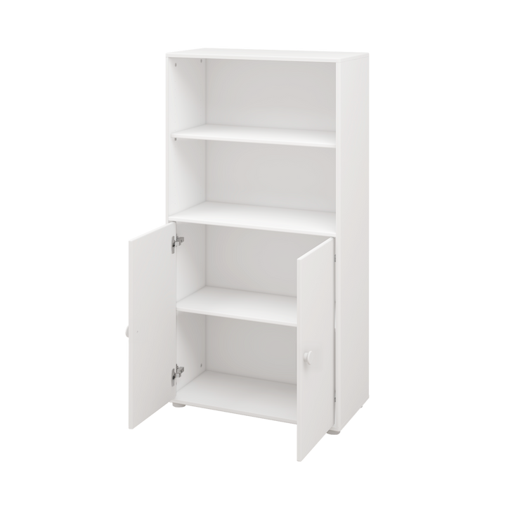 Flexa. Roomie midi bookcase with two doors and white knobs - White