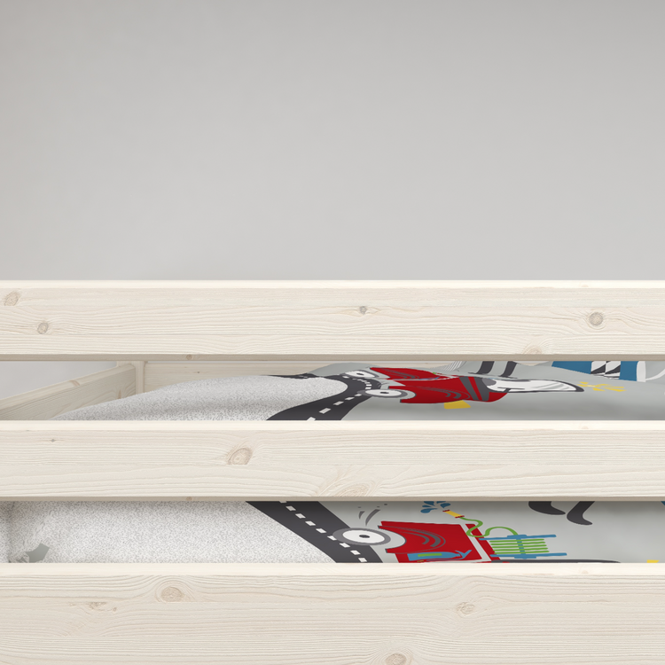 Flexa. Classic bunk bed with extra height and straight ladder - 210cm - White washed