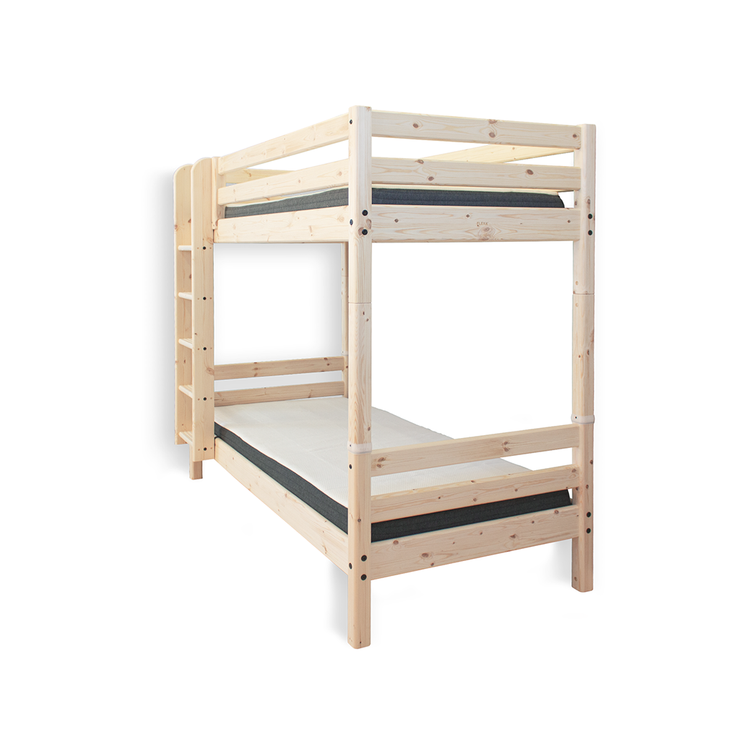 Flexa. Classic high bunk bed with straight ladder - 210cm - Raw