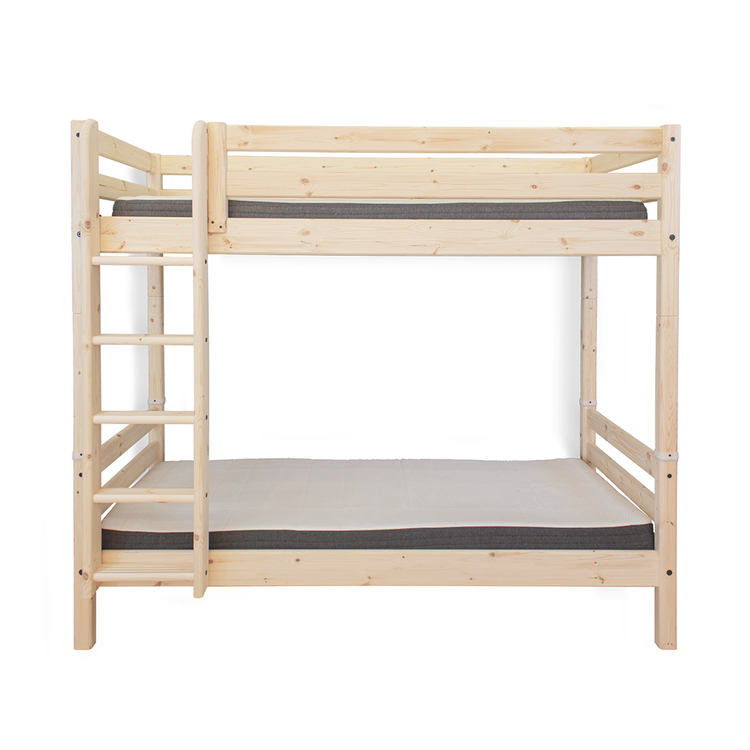 Flexa. Classic high bunk bed with straight ladder - 210cm - Raw