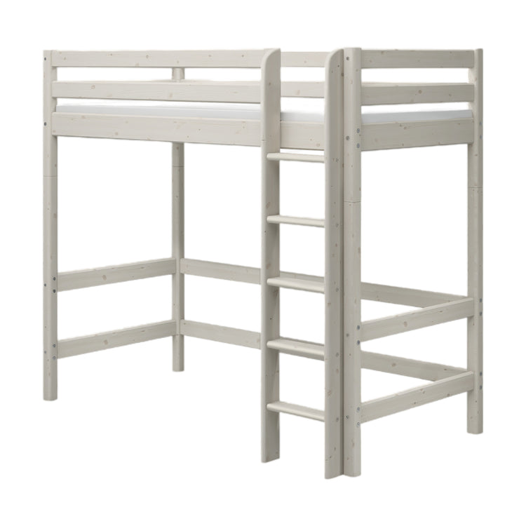 Flexa. Classic high bed with straight ladder - 210cm - White washed