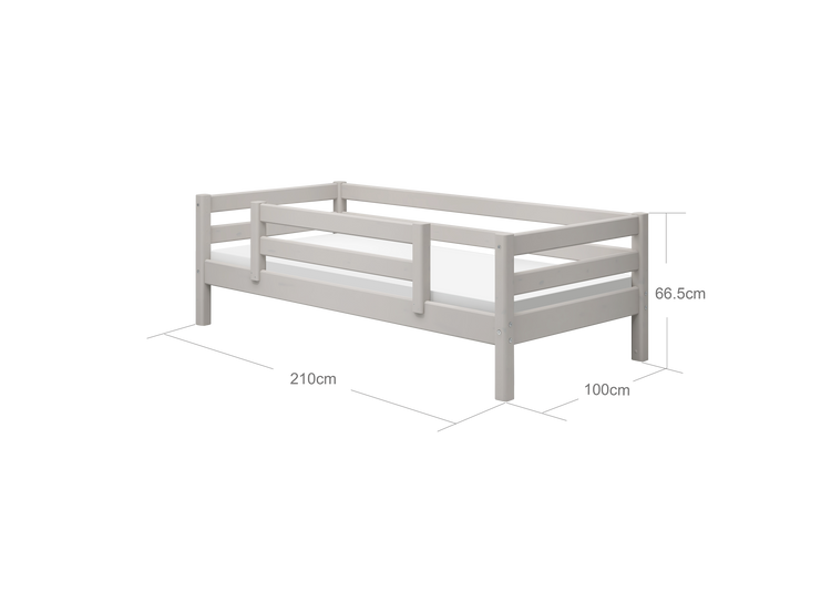 Flexa. Classic bed with centered safety rail 200cm - Grey washed