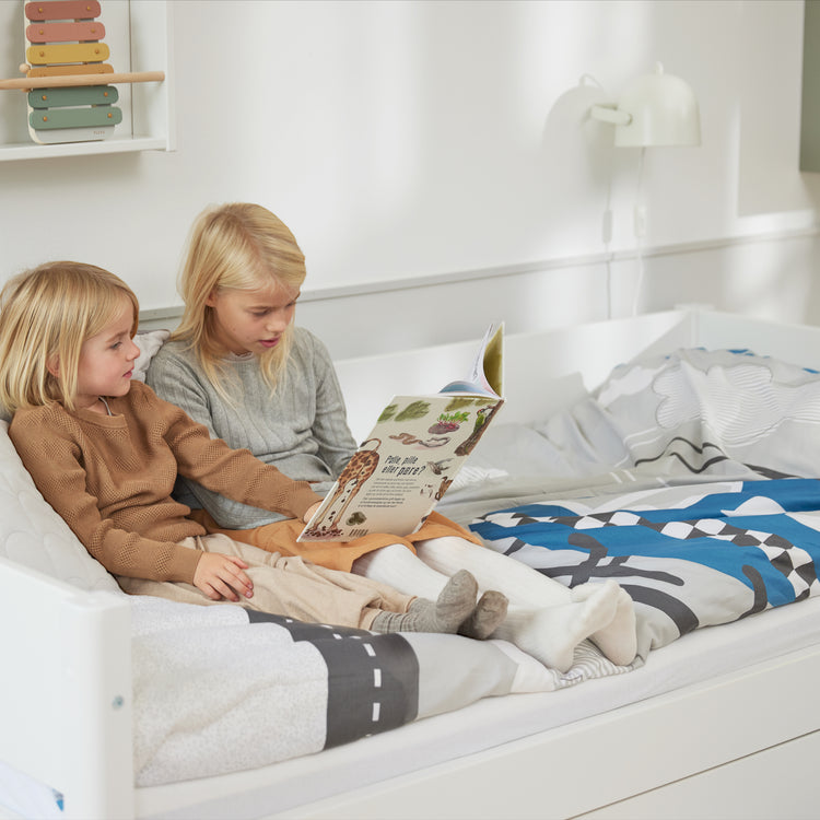 Flexa. White bed with trundle pullout bed - 210cm - White