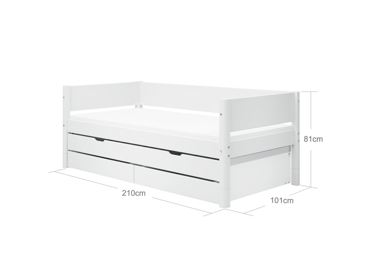 Flexa. White bed with trundle pullout bed - 210cm - White