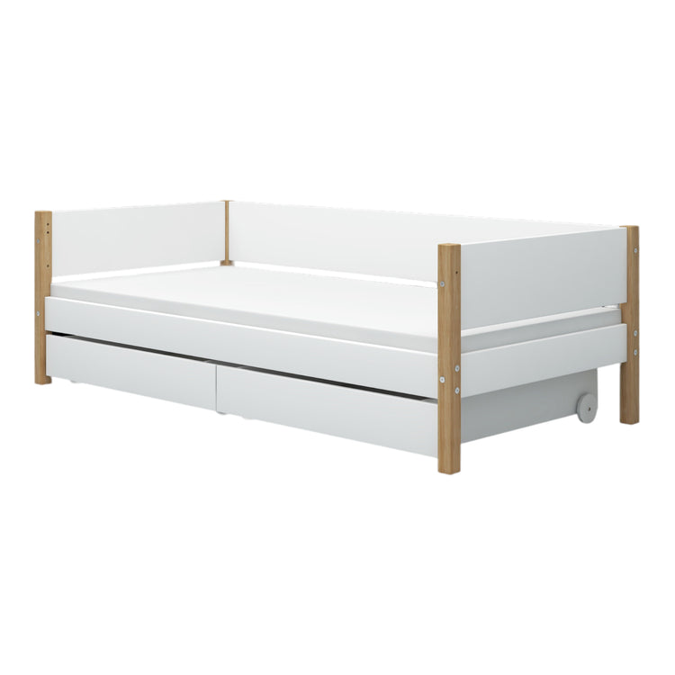 Flexa. White daybed with drawers - 210cm - White / Oak