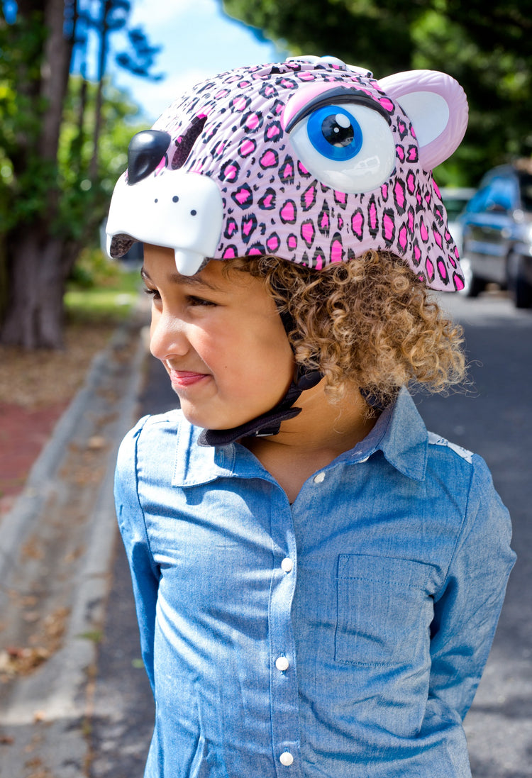 CRAZY SAFETY. Leopard Bicycle Helmet - Pink