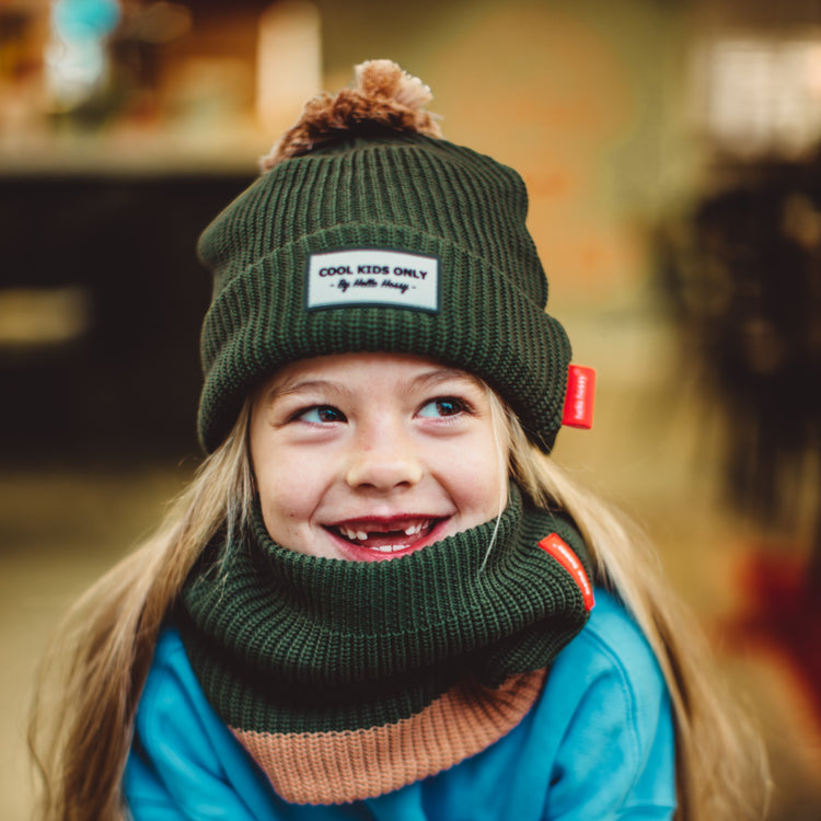 HELLO HOSSY. Color Block Forest beanie