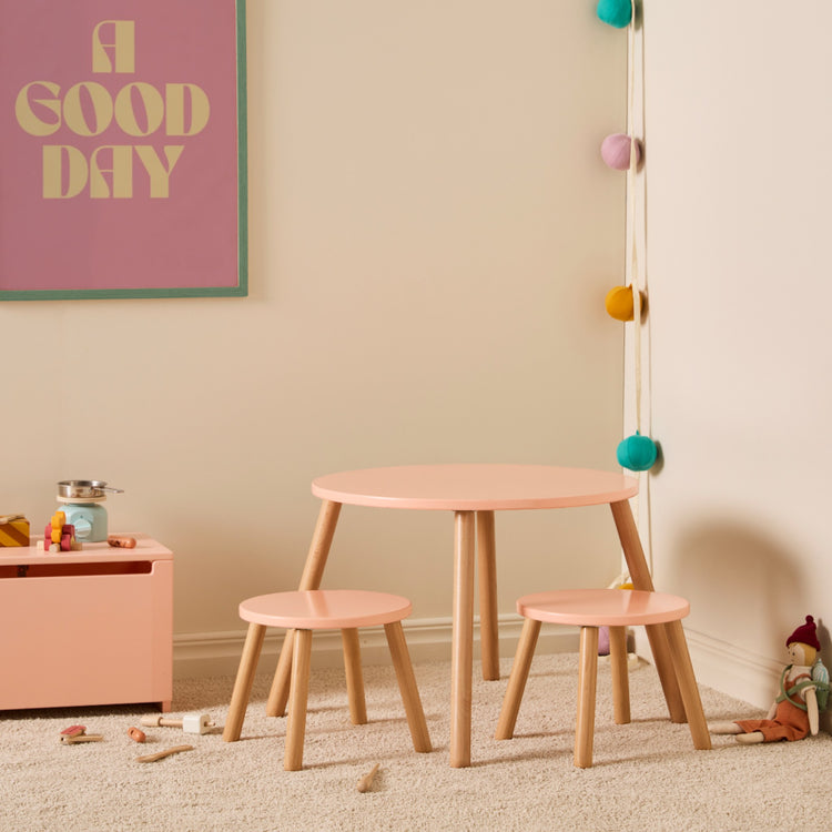 KIDS CONCEPT. Stool and table set appricot