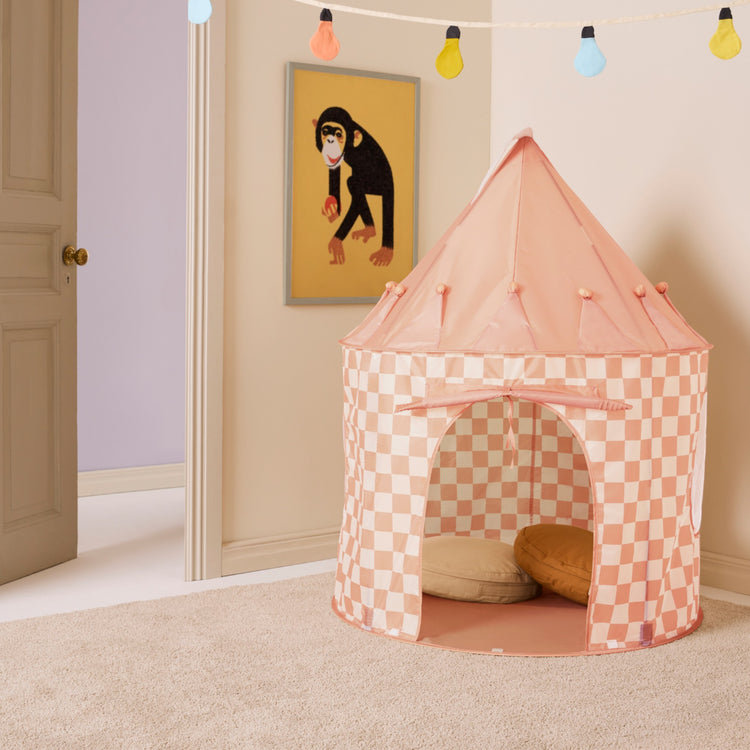 KIDS CONCEPT. Play tent check apricot STAR