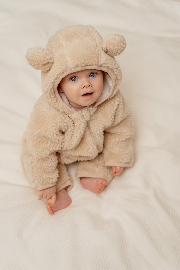 LITTLE DUTCH. Teddy one-piece suit Baby Bunny Sand