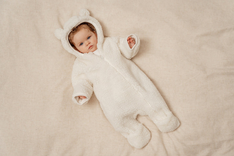 LITTLE DUTCH. Ολόσωμο φορμάκι εξόδου teddy Baby Bunny Off-White