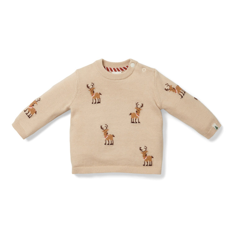 LITTLE DUTCH. Knitted Christmas sweater reindeers - 104