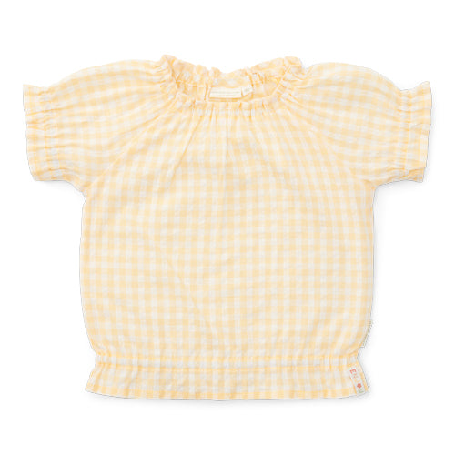 LITTLE DUTCH. Μπλουζάκι κοντομάνικο με σούρες Sunshine Checks