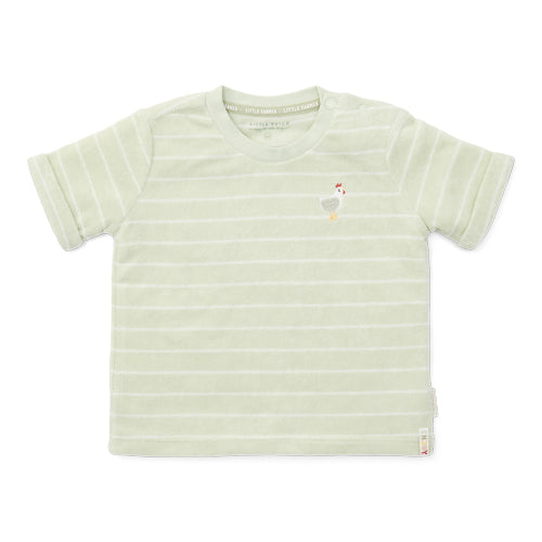 LITTLE DUTCH. Terry cloth T-shirt short sleeves terry cloth Farm Green Stripes