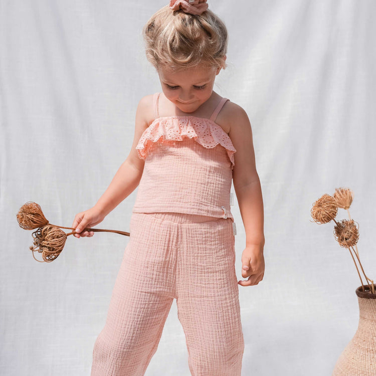 LITTLE DUTCH. Muslin trousers Flower Pink