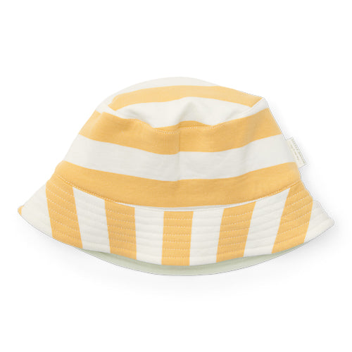 LITTLE DUTCH. Reversible hat Honey Stripes / Farm Green