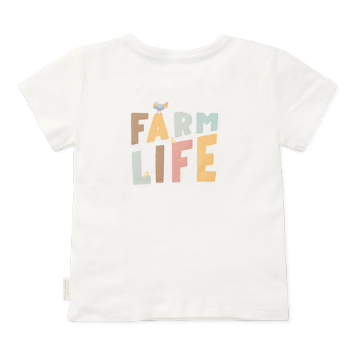 LITTLE DUTCH. Μπλουζάκι κοντομάνικο με τσέπη Off White Farm Life - Νο 86