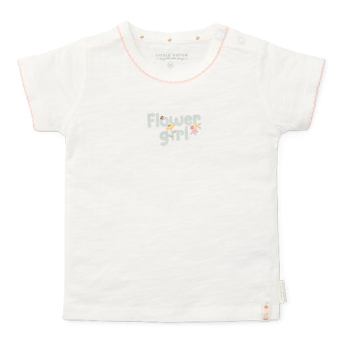 LITTLE DUTCH. T-shirt short sleeves Off White Flower Girl - 74