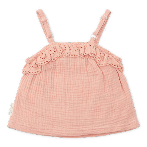 LITTLE DUTCH. Singlet muslin Flower Pink - 86