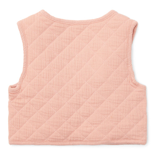 LITTLE DUTCH. Reversible gilet muslin Flower Pink / White Meadows - 98/104