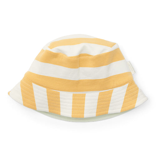 LITTLE DUTCH. Reversible hat Honey Stripes / Farm Green - size 2 (92/104)