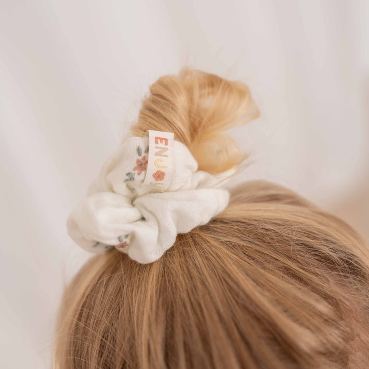 LITTLE DUTCH. Σετ 3 λαστιχάκια για τα μαλλιά White Meadows / Sunshine Checks / Flower Pink