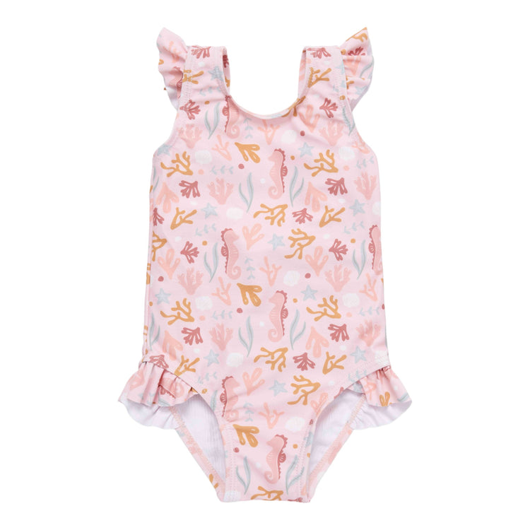 LITTLE DUTCH. Bathsuit ruffles Ocean Dreams Pink