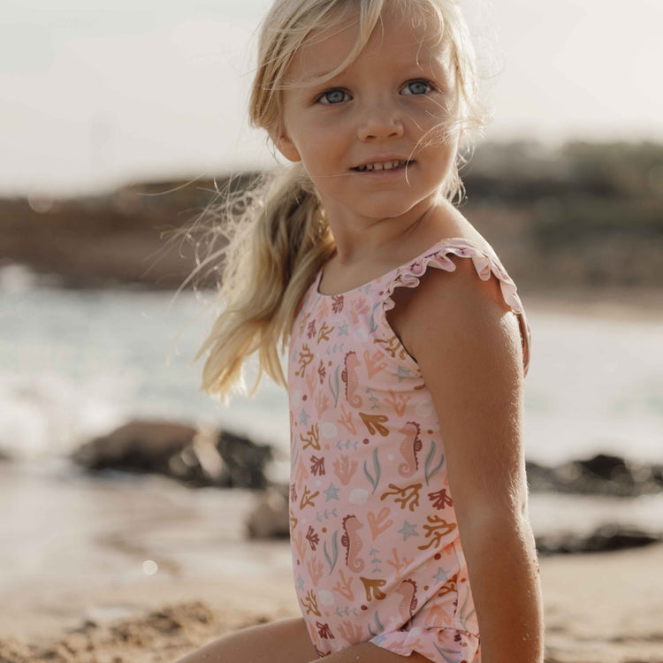 LITTLE DUTCH. Bathsuit ruffles Ocean Dreams Pink