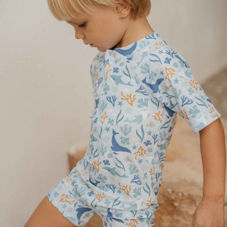 LITTLE DUTCH. Swim T-shirt short sleeves Ocean Dreams Blue - 74/80