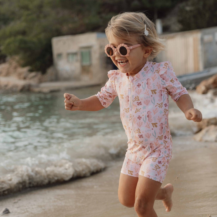 LITTLE DUTCH. Swimsuit short sleeves ruffles Ocean Dreams Pink - 98/104