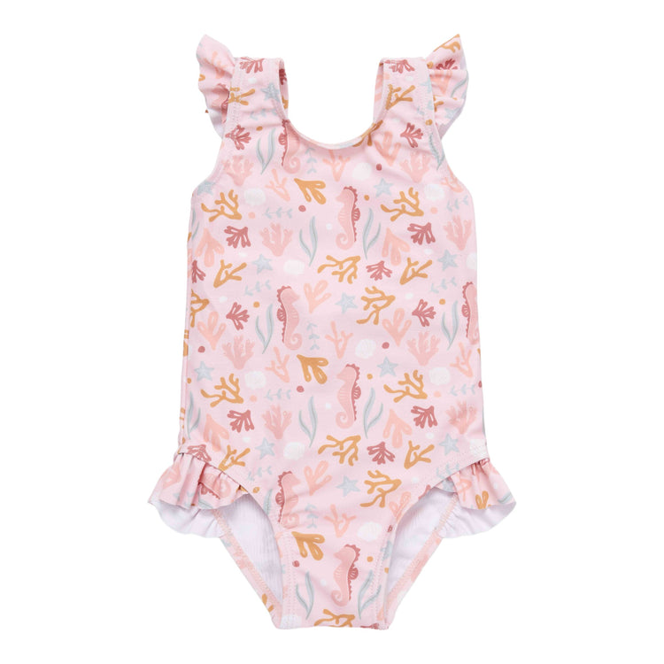 LITTLE DUTCH. Bathsuit ruffles Ocean Dreams Pink - 98/104