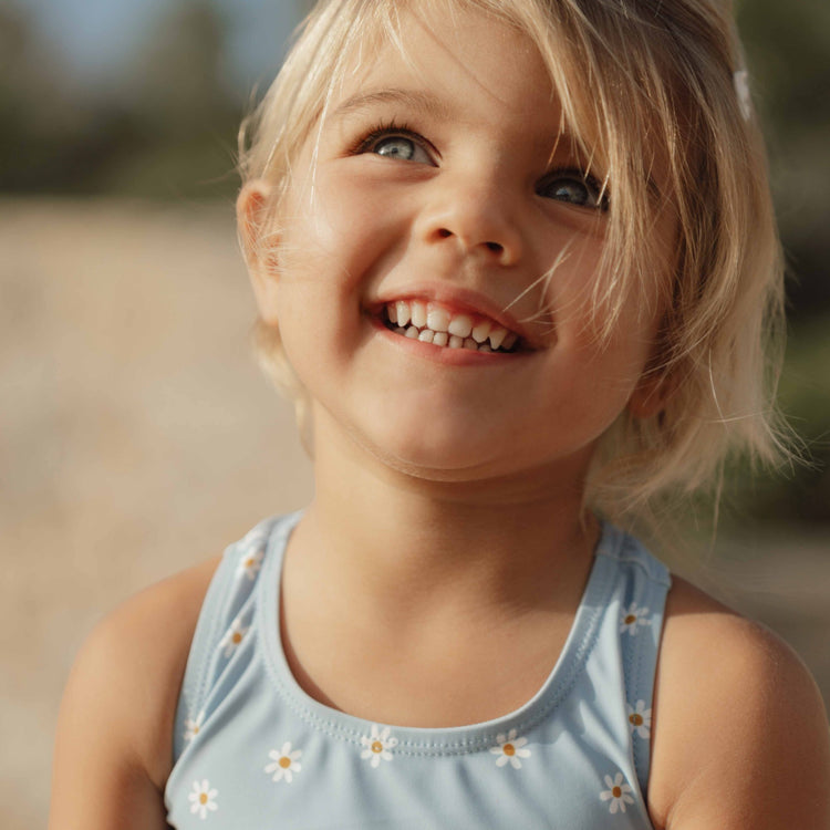 LITTLE DUTCH. Bathsuit volants Daisies Blue New - 98/104