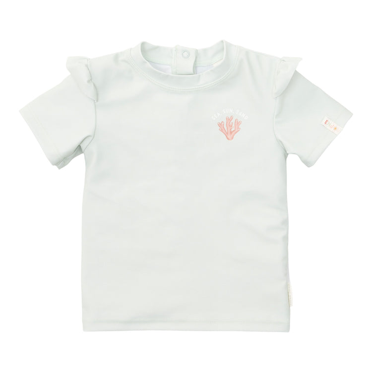 LITTLE DUTCH. Μπλουζάκι κοντομάνικο με βολάν με προστασία UV Sea Green - No 62/68