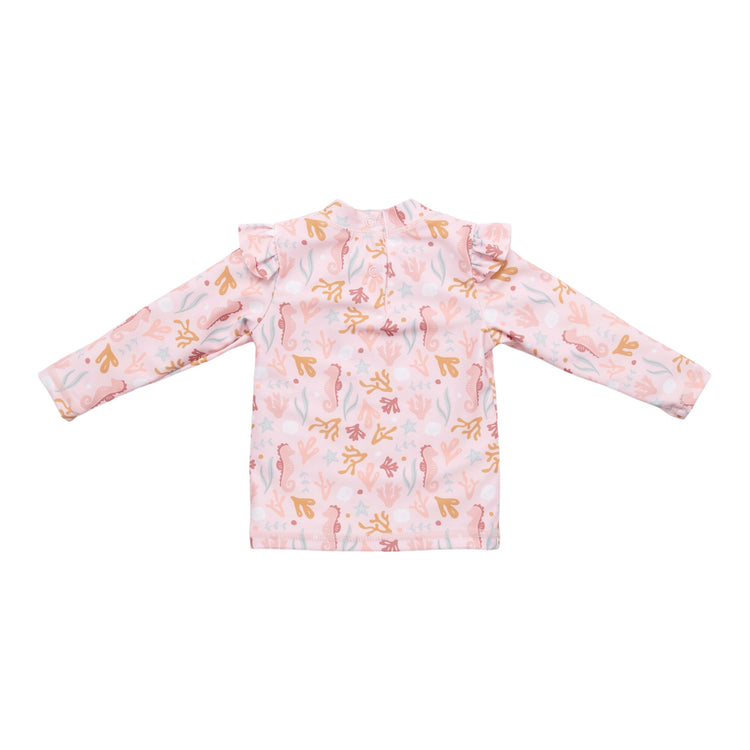 LITTLE DUTCH. Swim T-shirt long sleeves ruffles Ocean Dreams Pink - 98/104